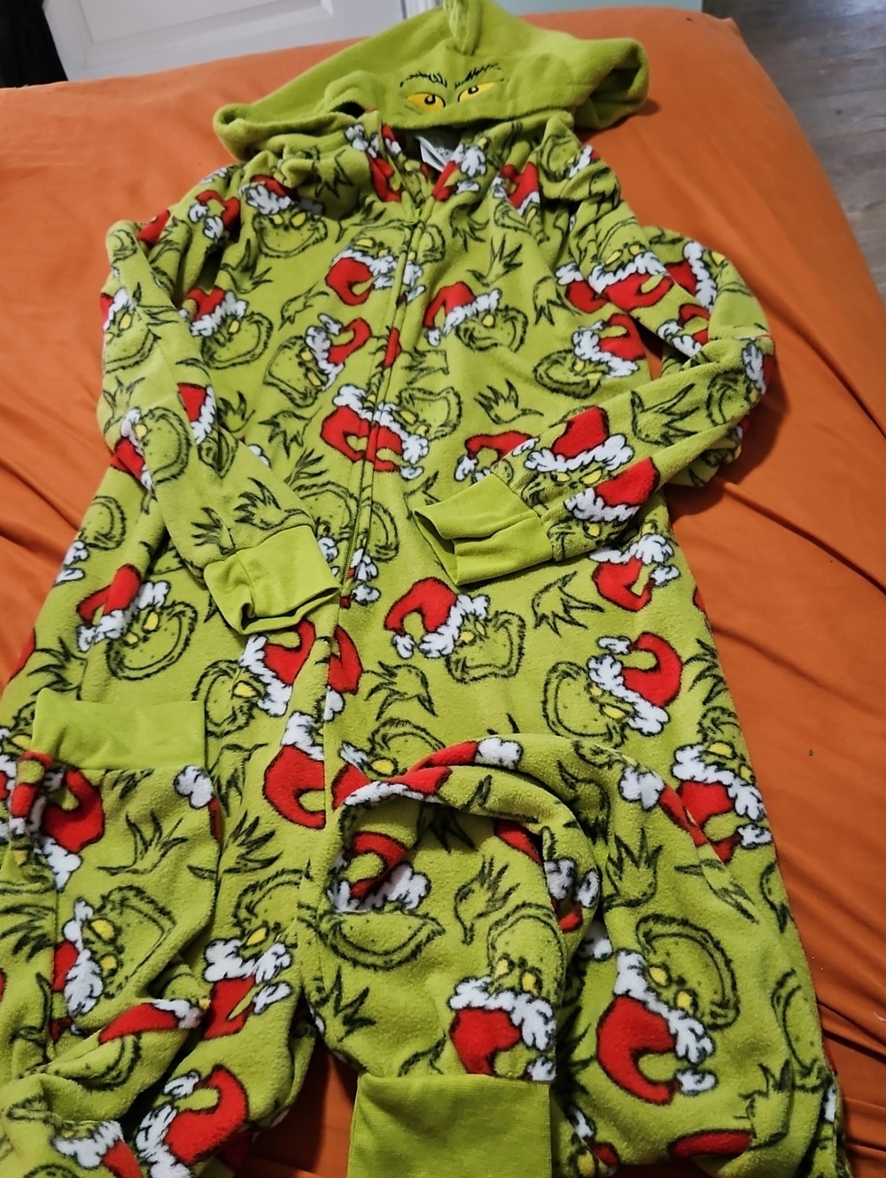 Nwot Green Grinch Fleece One-Piece Pajamas